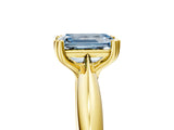 Yellow gold Fancy Blue Emerald  Cut Solitaire Engagement Ring with Tapered Band and Four-Prong Setting