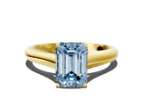 Yellow gold Fancy Blue Emerald Cut Solitaire Engagement Ring with Tapered Band and Four-Prong Setting_3