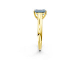 Yellow gold Fancy Blue Emerald Cut Solitaire Engagement Ring with Tapered Band and Four-Prong Setting_5