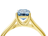 Yellow gold Fancy Blue Emerald Cut Solitaire Engagement Ring with Tapered Band and Four-Prong Setting_7