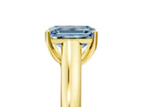 Yellow gold Fancy Blue Emerald Cut Solitaire Engagement Ring with Tapered Band and Four-Prong Setting_8