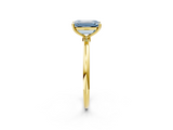 Yellow gold Fancy Blue Emerald  Cut Solitaire Engagement Ring with Thin Band and Four-Prong Setting_5