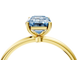 Yellow gold Fancy Blue Emerald  Cut Solitaire Engagement Ring with Thin Band and Four-Prong Setting_7