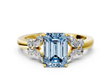 Yellow gold Fancy Blue Emerald  Cut Solitaire Floral Diamond Ring with Four-Prong Setting_37