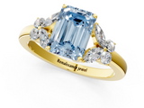 Yellow gold Fancy Blue Emerald  Cut Solitaire Floral Diamond Ring with Four-Prong Setting_38