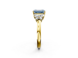 Yellow gold Fancy Blue Emerald  Cut Solitaire Floral Diamond Ring with Four-Prong Setting_39