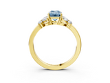 Yellow gold Fancy Blue Emerald  Cut Solitaire Floral Diamond Ring with Four-Prong Setting_40