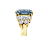 Yellow gold Fancy Blue Emerald  Cut Solitaire Floral Diamond Ring with Four-Prong Setting_42