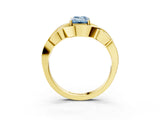 Yellow gold Fancy Blue Emerald Cut Solitaire Intertwined Band Prong Setting Ring_3