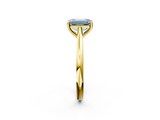 Yellow gold Fancy Blue Emerald  Cut Solitaire Ring with Cathedral Band and Four-Prong Setting_54