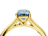 Yellow gold Fancy Blue Emerald  Cut Solitaire Ring with Cathedral Band and Four-Prong Setting_56
