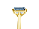 Yellow gold Fancy Blue Emerald  Cut Solitaire Ring with Cathedral Band and Four-Prong Setting_57