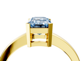Yellow gold Fancy Blue Emerald  Cut Solitaire Ring with Four-Prong Setting and Classic Band_32