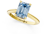 Yellow gold Fancy Blue Emerald  Cut Solitaire Ring with Four-Prong Setting on a Classic Band_60