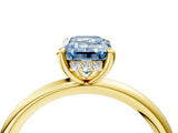 Yellow gold Fancy Blue Emerald  Cut Solitaire Ring with Thin Band and Four-Prong Setting_20