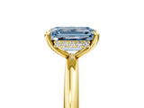 Yellow gold Fancy Blue Emerald  Cut Solitaire Ring with Thin Band and Four-Prong Setting_21