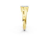 Yellow gold Fancy Blue Emerald Cut Solitaire Tension Set Diamond Ring with Split Shank Band_2