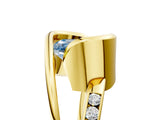Yellow gold Fancy Blue Emerald Cut Solitaire Tension-Set Diamond Split Shank Ring_5
