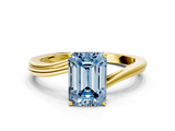 Yellow gold Fancy Blue Emerald  Cut Solitaire Twist Band Ring with Four-Prong Setting_19