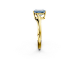 Yellow gold Fancy Blue Emerald  Cut Solitaire Twist Band Ring with Four-Prong Setting_21