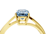Yellow gold Fancy Blue Emerald  Cut Solitaire Twist Band Ring with Four-Prong Setting_23