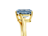 Yellow gold Fancy Blue Emerald  Cut Solitaire Twist Band Ring with Four-Prong Setting_24