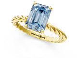 Yellow gold Fancy Blue Emerald  Cut Solitaire Twisted Band with Four-Prong Setting_94