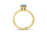 Yellow gold Fancy Blue Emerald  Cut Solitaire Twisted Band with Four-Prong Setting_96
