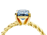Yellow gold Fancy Blue Emerald  Cut Solitaire Twisted Band with Four-Prong Setting_97