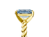 Yellow gold Fancy Blue Emerald  Cut Solitaire Twisted Band with Four-Prong Setting_98