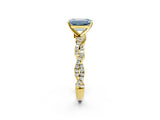 Yellow gold Fancy Blue Emerald Cut Solitaire Twisted Pave Band with Four-Prong Setting_5