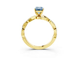 Yellow gold Fancy Blue Emerald Cut Solitaire Twisted Pave Band with Four-Prong Setting_6