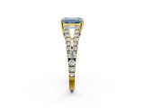 Yellow gold Fancy Blue Emerald  Cut Split Shank Pave Diamond Engagement Ring with Four-Prong Setting_26