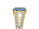 Yellow gold Fancy Blue Emerald  Cut Split Shank Pave Diamond Engagement Ring with Four-Prong Setting_29