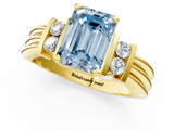 Yellow gold Fancy Blue Emerald  Cut Three-Stone Channel Set Ring with Bar Prongs_47