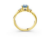 Yellow gold Fancy Blue Emerald  Cut Three-Stone Channel Set Ring with Bar Prongs_49