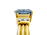 Yellow gold Fancy Blue Emerald  Cut Three-Stone Channel Set Ring with Bar Prongs_51