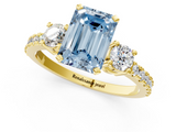 Yellow gold Fancy Blue Emerald  Cut Three-Stone Diamond Pavé Band with Prong Setting_17