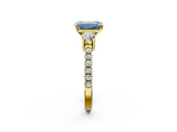 Yellow gold Fancy Blue Emerald  Cut Three-Stone Diamond Pavé Band with Prong Setting_18