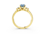 Yellow gold Fancy Blue Emerald  Cut Three-Stone Diamond Pavé Band with Prong Setting_19
