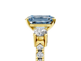 Yellow gold Fancy Blue Emerald  Cut Three-Stone Diamond Pavé Band with Prong Setting_21