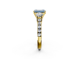 Yellow gold Fancy Blue Emerald  Cut Three-Stone Diamond Pave Band with Prong Setting_39
