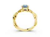 Yellow gold Fancy Blue Emerald  Cut Twisted Pavé Band Solitaire Ring with Four-Prong Setting_59