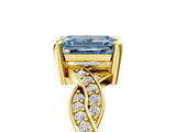 Yellow gold Fancy Blue Emerald  Cut Twisted Pavé Band Solitaire Ring with Four-Prong Setting_61