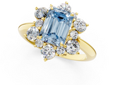 Yellow gold Fancy Blue Emerald  Diamond Cluster Halo Ring with Solitaire Band and Four-Prong Setting_21