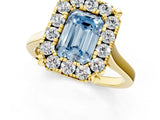 Yellow gold Fancy Blue Emerald  Diamond Cluster Halo Solitaire with Four-Prong Setting_95