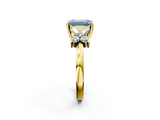 Yellow gold Fancy Blue Emerald  Diamond Floral Cluster Ring with Solitaire Band and Prong Setting_33