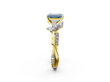 Yellow gold Fancy Blue Emerald  Diamond Floral Vine Solitaire Engagement Ring_5