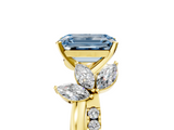 Yellow gold Fancy Blue Emerald  Diamond Floral Vine Solitaire Engagement Ring_8
