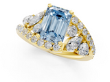 Yellow gold Fancy Blue Emerald  Diamond Halo Ring with Marquise and Pavé Band in Prong Setting_72